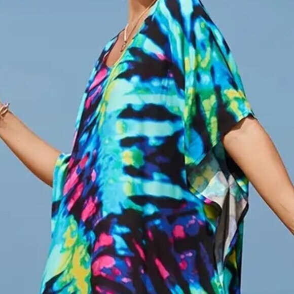 Kaftan Dress Cover Up Swim Tie Dye Maxi NEW - Picture 6 of 10
